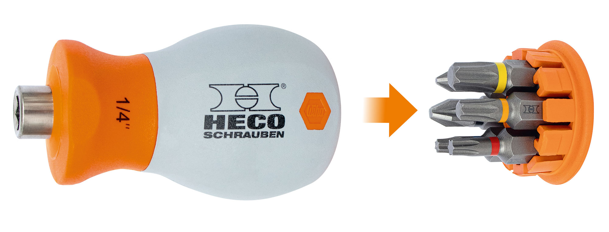 HECO-Stubby Mini-Schraubendreher, HD- & PZD-Bits, 6-tlg., 1 Stk.
